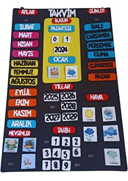 Etkileşimli Mıknatıslı Keçe Çocuk Takvimi Ilkokul Okul Öncesi Sınıf Panosu 1.sınıf 2. Sınıf fiyatları
