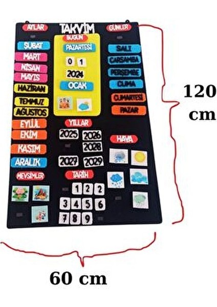 Etkileşimli Mıknatıslı Keçe Çocuk Takvimi Ilkokul Okul Öncesi Sınıf Panosu 1.sınıf 2. Sınıf fırsatları