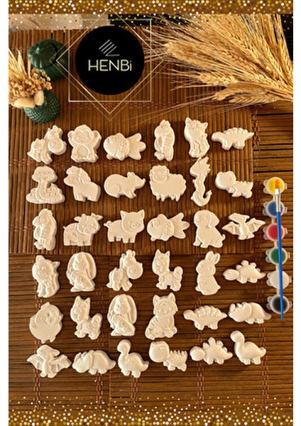 Taş Boyama Seti 36 Adet Hayvan Figürü