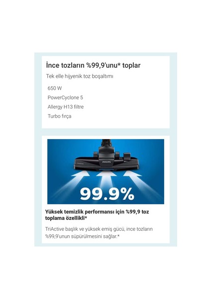 Turbo Başlıklı Powercyclone 5 Teknolojili Torbasız Elektrikli Süpürge - Hepa Alerjik Filtreli indirimleri