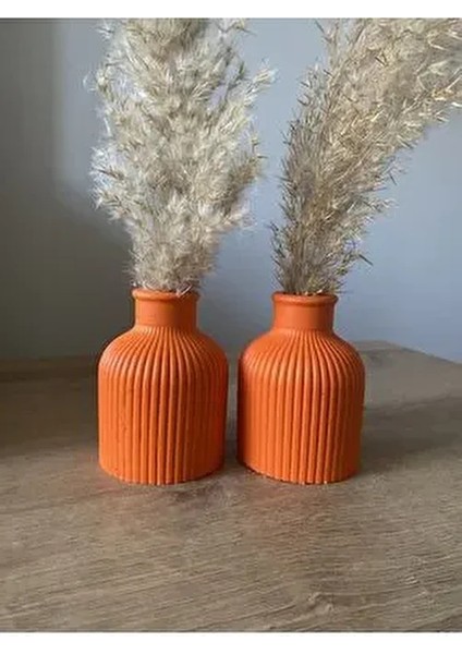 Pampas Vazosu, Iskandinav Dekoratif Beton Vazo Biblo 10CM Çok Şık 2'li Gönderim