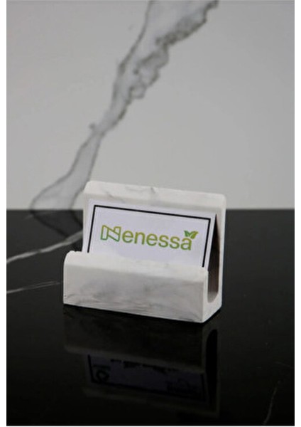 Mermer Desenli Beton El Yapımı Kartvizitlik Ofis Kartlığı