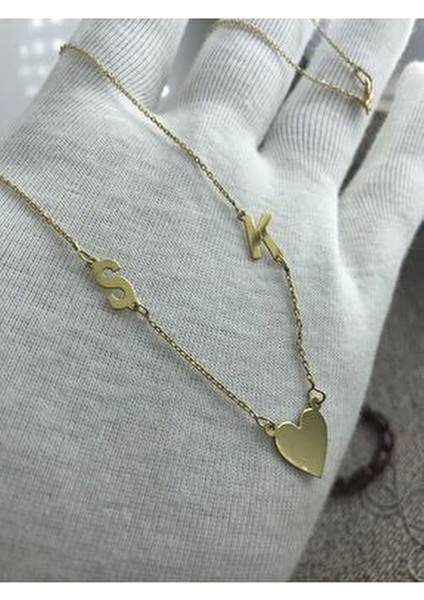 Kadın Gümüş 2 Harfli Kalpli Kolye fiyatları