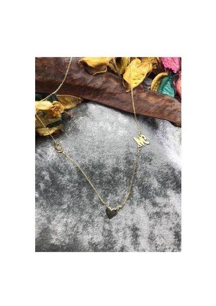 Kadın Gümüş 2 Harfli Kalpli Kolye modelleri