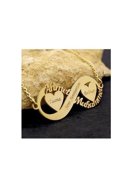 Isimli Kalpli Sonsuzluk Kadın Gümüş Kolye 45 cm 925 Ayar Çok Renkli Tasarım indirimleri