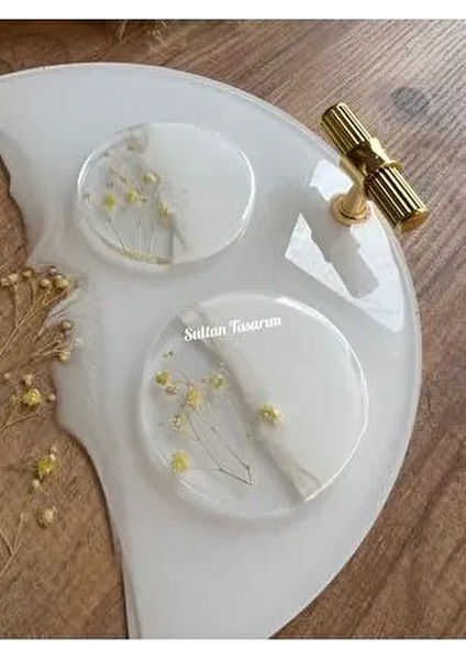 Yuvarlak Yüzük Yükselticili Iki Kişilik Söz Nişan Damat Epoksi Sunum Tepsisi - 24 cm Çap fiyatları