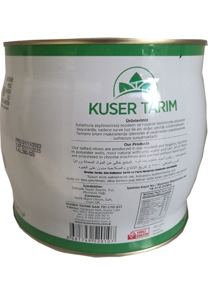 Yağlı Salamura Siyah Zeytin 290-320 1,8 kg modelleri