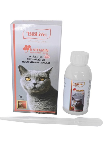 Biolive Kediler Için B Vitamin+Multivitamin Tüy Sağlığı Likit Vitamin 100ML fırsatları