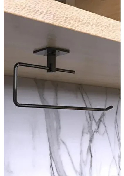 Siyah Yapışkanlı Rulo Havluluk Peçetelik Modern Tasarım Suya Dayanıklı Banyo Aksesuarı