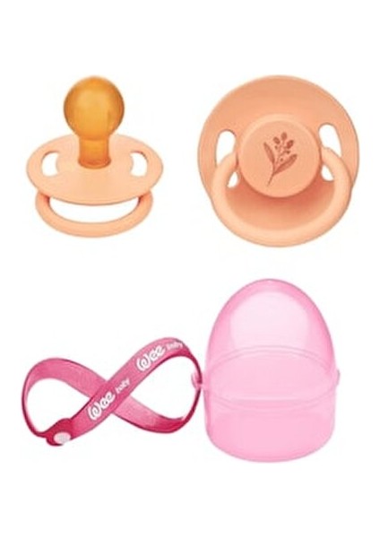 Pure Kauçuk Uçlu Emzik Seti ve Emzik Saklama Kabı 0 - 6 Ay İçin Kullanışlı Set