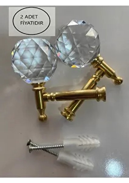 Renso Fon Perde Bağlama Demiri Kristal Pipo Askı Aparatı Altın Metal Renkli Şık Tasarım