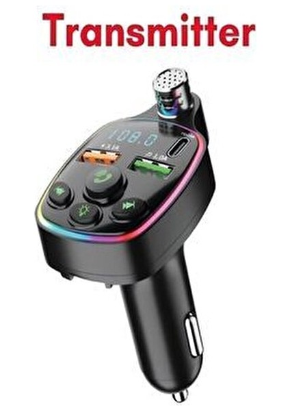 Bluetooth Araç Kiti Araç Fm Transmitter USB Type-C Mp3 Sd Kart Flash Için Uygun Pd Çakmaklık Girişli