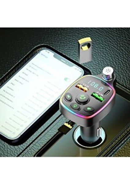 Bluetooth Araç Kiti Araç Fm Transmitter USB Type-C Mp3 Sd Kart Flash Için Uygun Pd Çakmaklık Girişli fiyatları