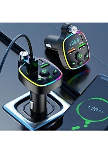 Bluetooth Araç Kiti Araç Fm Transmitter USB Type-C Mp3 Sd Kart Flash Için Uygun Pd Çakmaklık Girişli