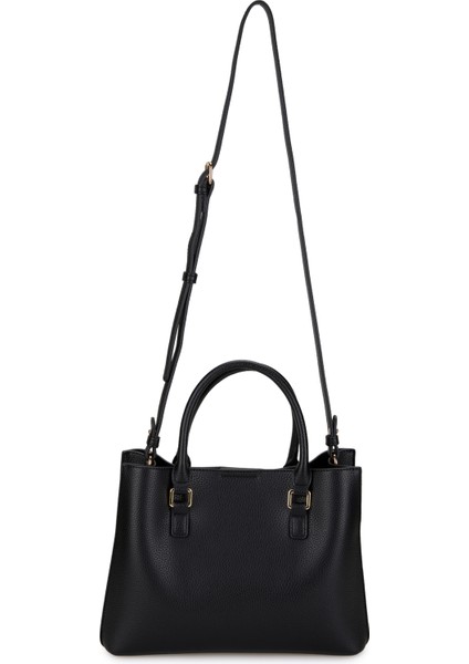 Kadın Siyah Dokulu Deri Omuz Çantası 05PO25Y082956-2-DKD S