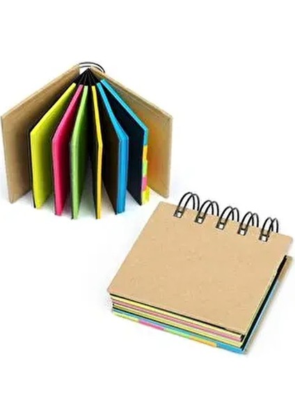 Yapışkan Postitli Mini Not Defteri 8.3x7.8 cm 5 Renkli Sayfa 2.5 cm Kalınlık