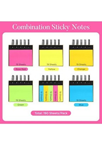 Yapışkan Postitli Mini Not Defteri 8.3x7.8 cm 5 Renkli Sayfa 2.5 cm Kalınlık