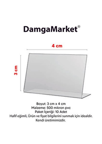 10 Adet Pvc Etiketlik Ayaklı Arkaya Açılı 3x4 Cm, Mini Etiketlik Şeffaf Pvc Stand Kart Tutucu modelleri