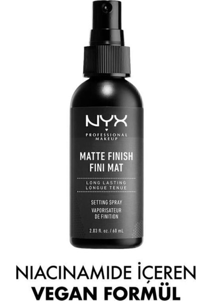 Makyaj Sabitleme Spreyi 60 ml Mat Bitiş Vegan Kuru Ciltler İçin