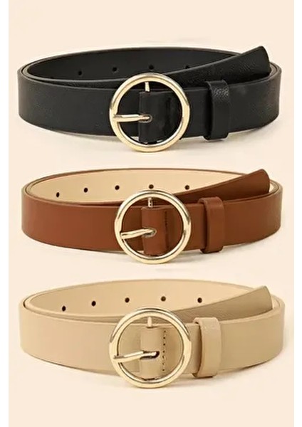 Kadın 3'lü Gold Tokalı Pantolon, Gömlek, Ceket, Elbise, Kazak Kemeri