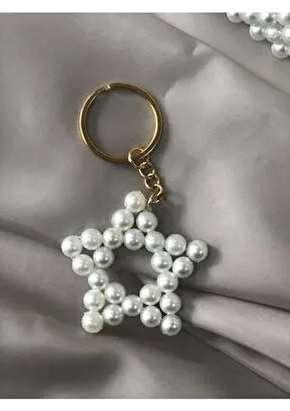 El Yapımı Inci Yıldız Hediyelik Anahtarlık(8 mm Inci) Toplu Sipariş Alınır