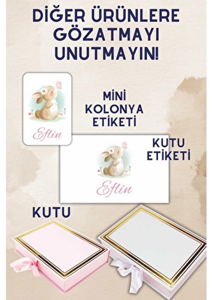 Özel Isimli Kare 108 Adet Çikolata Etiketi Yapışkanlı 3,4x3,4cm Kuşe Sticker Tavşan Desen indirimleri