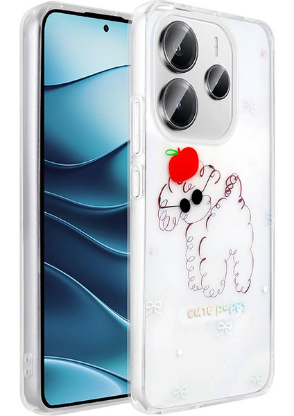 Redmi Note 14 4g Kılıf Şeffaf Figürlü Zore Folk Sert Kapak - Sevimli Köpek