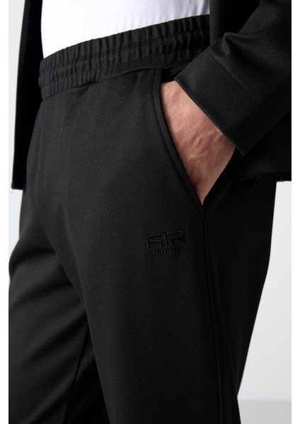 Carlos Siyah Standart Kalıp Erkek Eşofman Takım - 85209