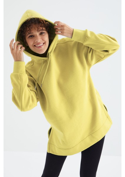 Limon Reglan Kol Basic Kapüşonlu Oversize Tunik - 97242
