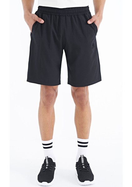 Siyah Yan Cep Detaylı Lastikli Erkek Şort - 81238