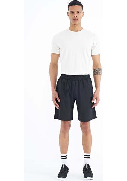 Siyah Yan Cep Detaylı Lastikli Erkek Şort - 81238