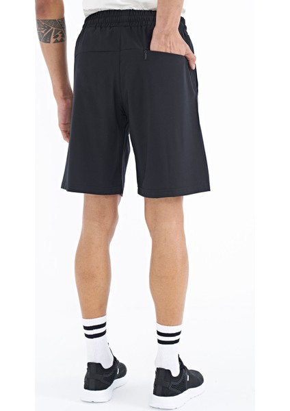 Siyah Yan Cep Detaylı Lastikli Erkek Şort - 81238