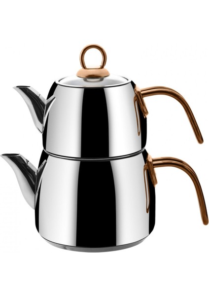Çaydanlık Takımı 18/10 Paslanmaz Çelik İndüksiyon Tabanlı Kendinden Süzgeçli 1.2+2.5 Lt Gümüş fırsatları