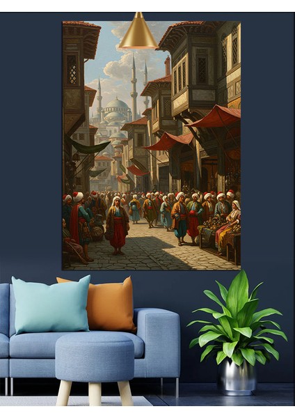 Osmanlı Sokak Kalabalık Dekoratif Kanvas - Mdf Ahşap Tablo modelleri