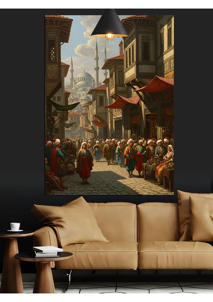 Osmanlı Sokak Kalabalık Dekoratif Kanvas - Mdf Ahşap Tablo fırsatları