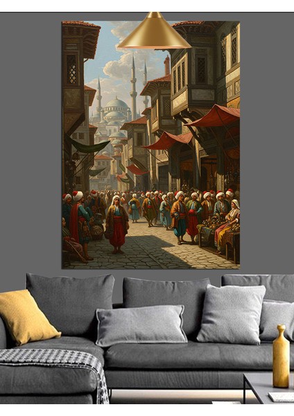 Osmanlı Sokak Kalabalık Dekoratif Kanvas - Mdf Ahşap Tablo indirimleri