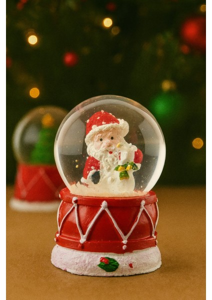 Yılbaşı Temalı Noel Baba Kar Küresi – Yılbaşı Hediyesi LED Işıklı Hediyelik 6,5 cm