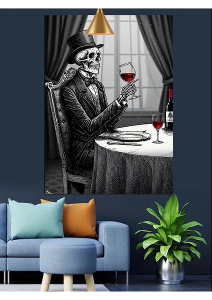 Iskelet Şarap Masası Dekoratif Kanvas - Mdf Ahşap Tablo fiyatları
