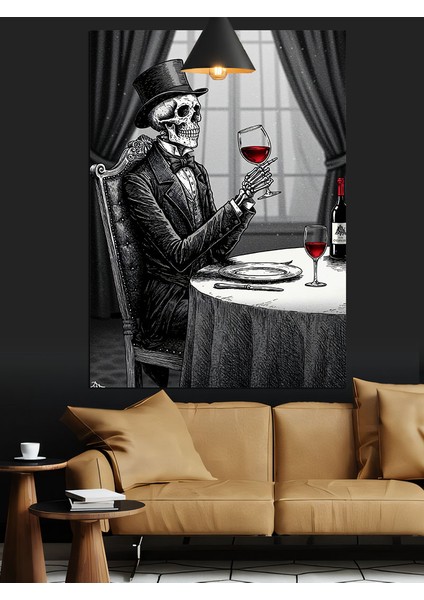 Iskelet Şarap Masası Dekoratif Kanvas - Mdf Ahşap Tablo modelleri