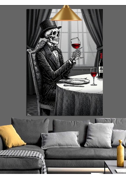 Iskelet Şarap Masası Dekoratif Kanvas - Mdf Ahşap Tablo fırsatları