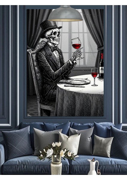 Iskelet Şarap Masası Dekoratif Kanvas - Mdf Ahşap Tablo indirimleri
