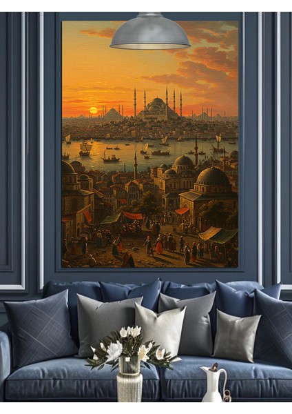 Osmanlı Istanbul Manzarası Dekoratif Kanvas - Mdf Ahşap Tablo