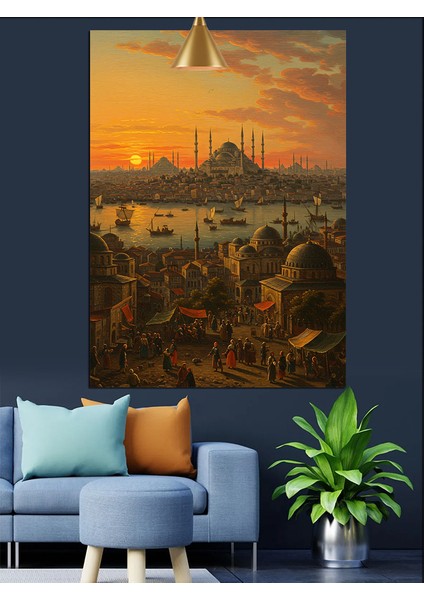 Osmanlı Istanbul Manzarası Dekoratif Kanvas - Mdf Ahşap Tablo modelleri
