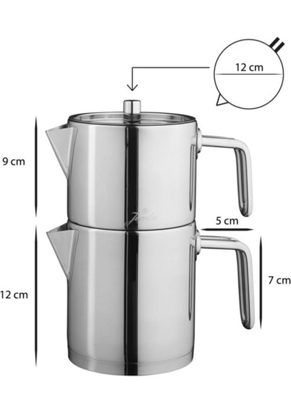 Metalix Midi Paslanmaz Çelik 1,2 Litre Gümüş Çaydanlık Düşme Önleyici Kapaklı