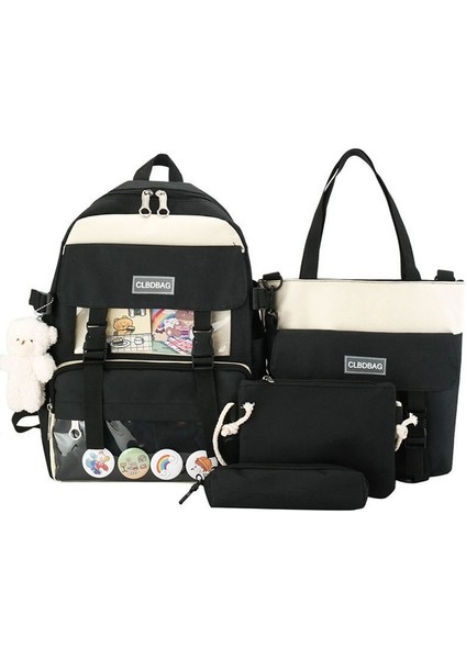 Wizmy 5 Parça Okul Çanta Seti - Siyah (Yurt Dışından)