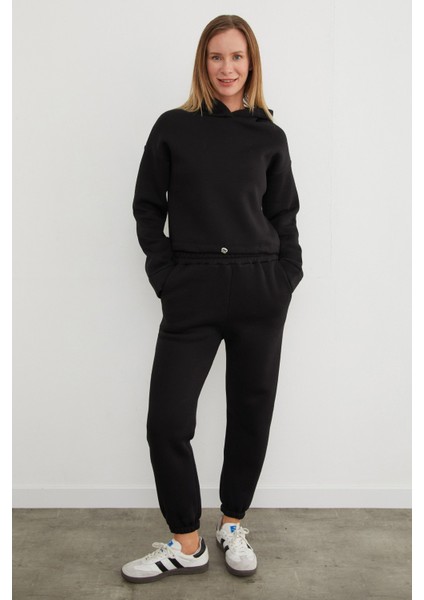 3 Iplik Basic Beli Stoperli Kapüşonlu Jogger Takım fiyatları