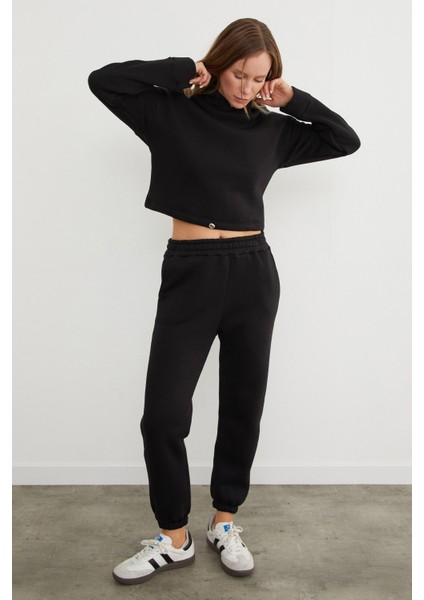 3 Iplik Basic Beli Stoperli Kapüşonlu Jogger Takım modelleri