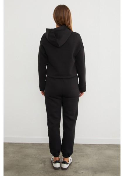 3 Iplik Basic Beli Stoperli Kapüşonlu Jogger Takım indirimleri