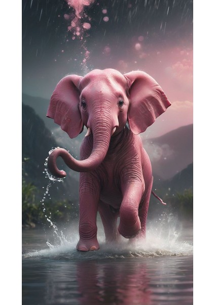 Pembe Fil Ev Duvar Salon Güzellik Salonu Ofis Dükkan Dekarasyon Kanvas Tablo fiyatları