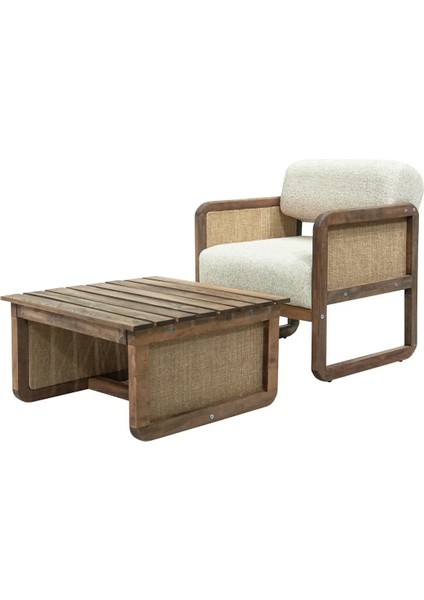 Alaves Hazeran Jüt Çay Seti Ceviz Ahşap,sütlü Kahve (1 Adet Tekli Berjer 1 Adet Sehpa) fiyatları